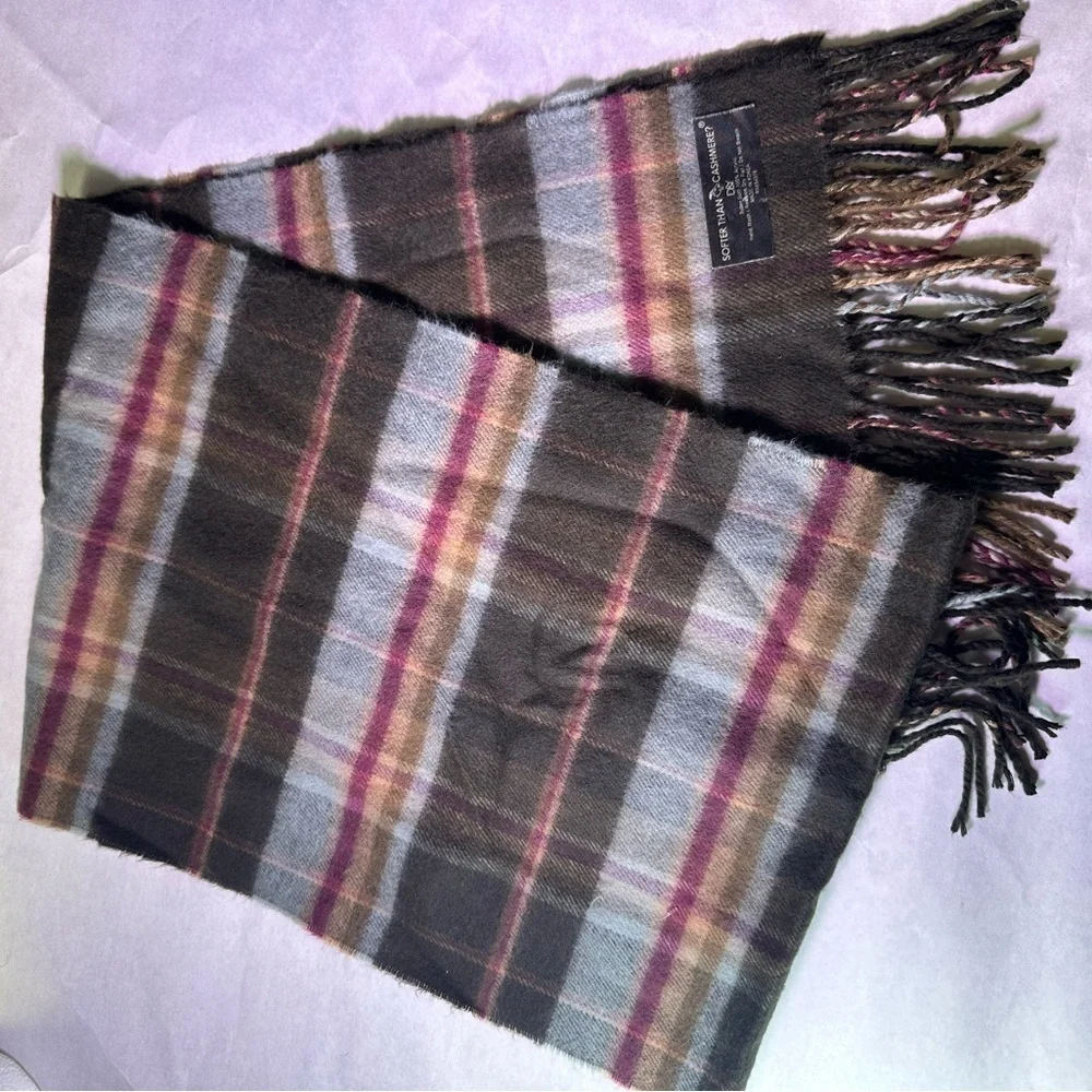 Chic Plaid Scarf in Black, Pink, and Brown